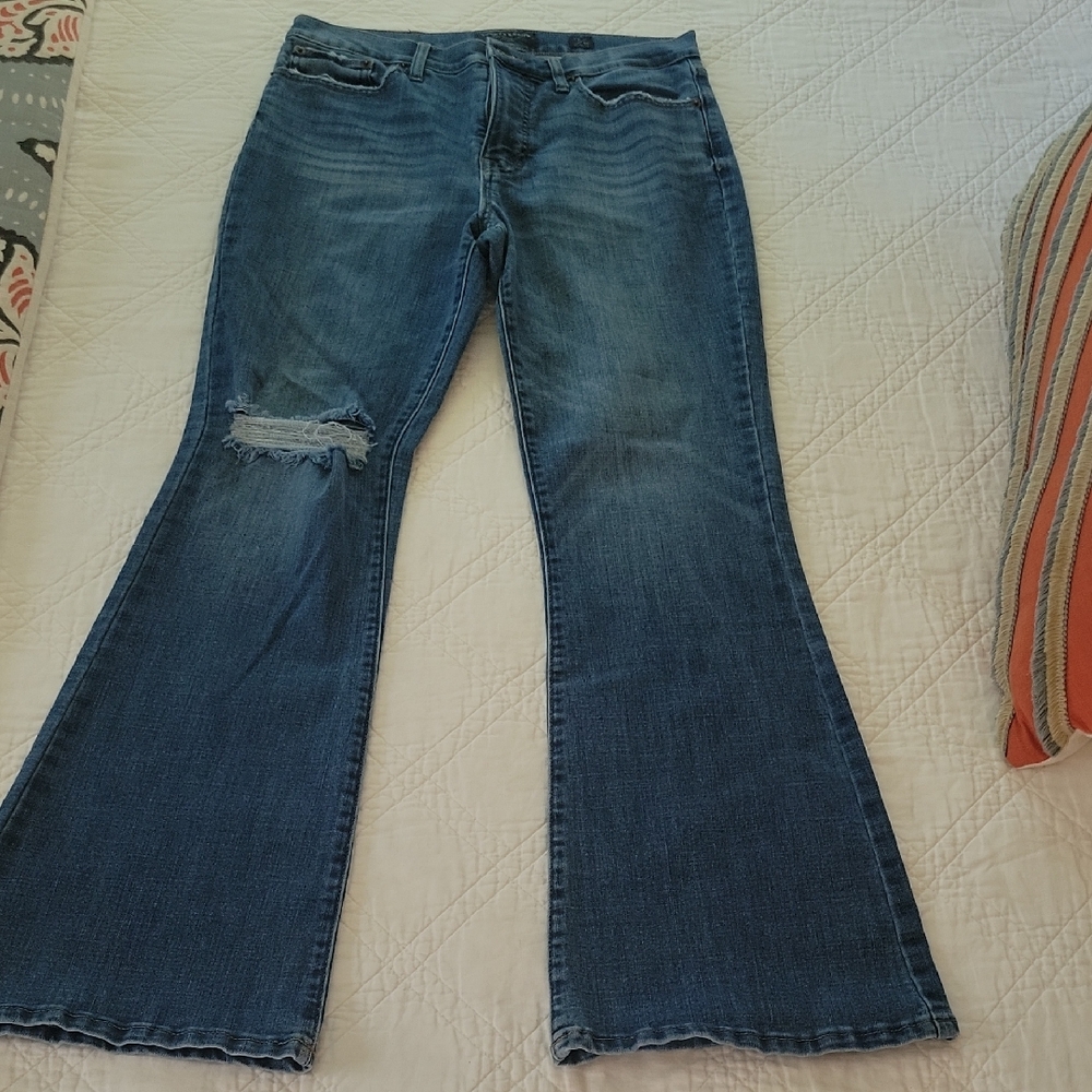 Lucky Brand Medium Blue Distressed Flare Jeans